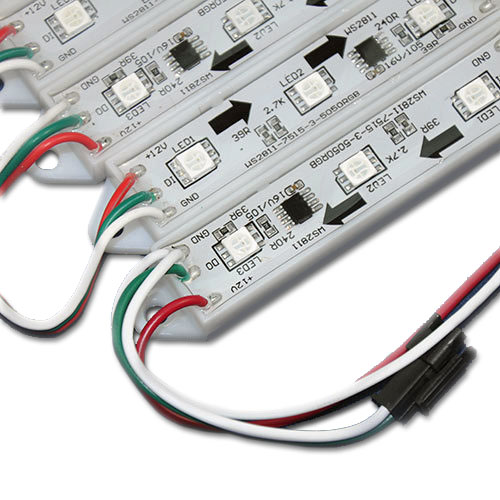 DC12V WS2811 0.72W Waterproof 5050SMD Plastic 3 Super Bright LEDs Full Color Digital Programmable Individually Addressable RGB LED Pixel Modules String
